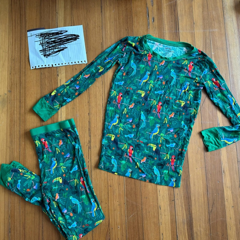 SOLD - Little sleepies birds of a feather 2 piece set 12/14
